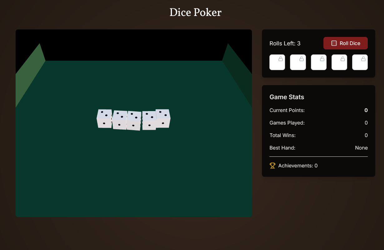 Dice poker screenshot